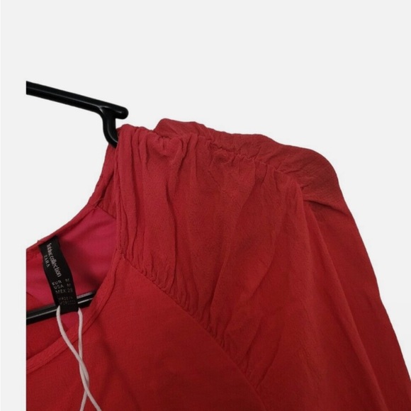 ZARA NWOT Womens Medium Collection Red Open Back Dress Ruffles Long Sleeve. ❤️ - Picture 5 of 7